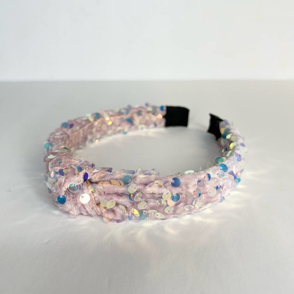 Baby Pink Front Knot Sequin Headband - Picture 1 of 2